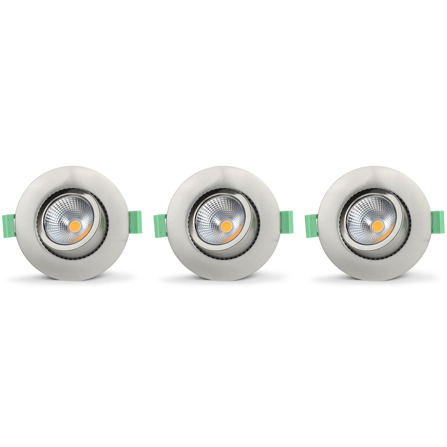 Lisa Dimbar Infälld downlight 3000K 600lm IP65 3-pack Borstad stål