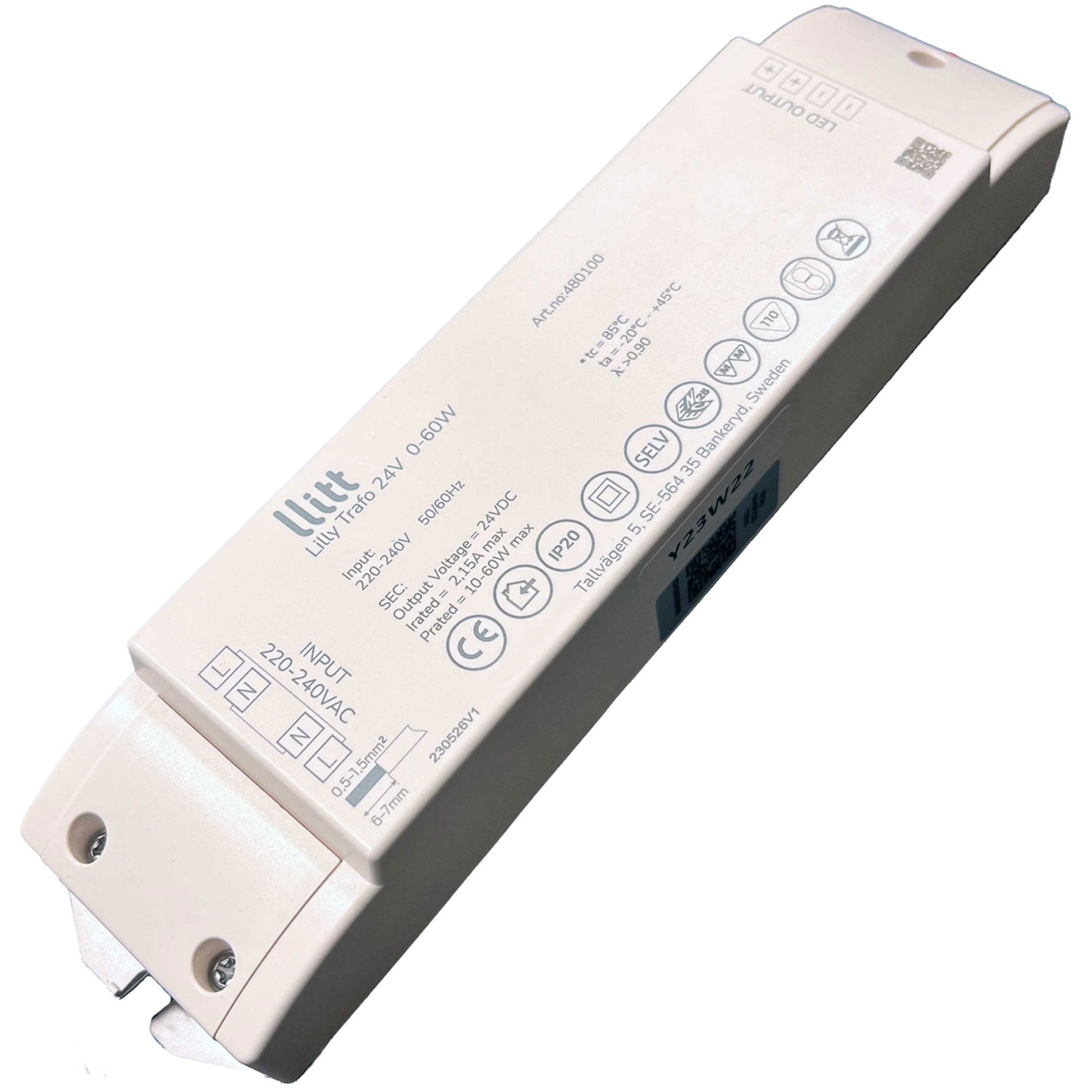 Lilly Driver Transformator för LED-strip 24V 0-60W IP20