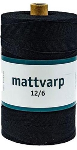 Extra stark Mattvarp 12/6 Svart - 500 gr / rulle  - 100% ekologisk bomullsmattvarp