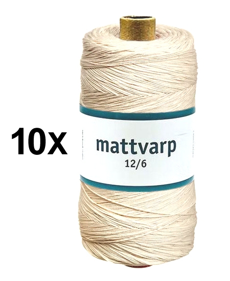 10 st. rullar Extra stark Mattvarp 12/6 Oblekt 500 gr / rulle - 100% ekologisk bomullsmattvarp