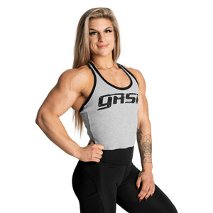 Rib Crop T-back, light grey melange, large