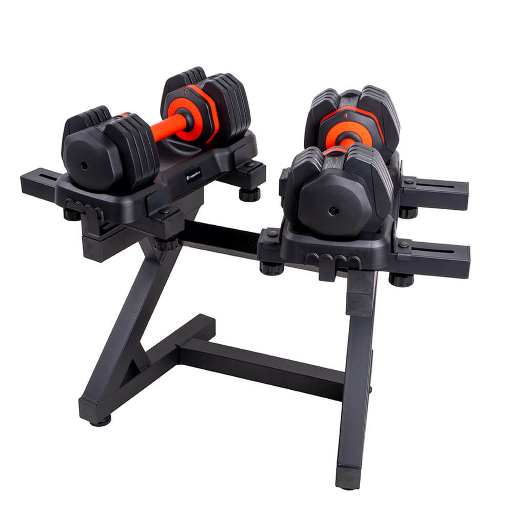 Justerbara hantlar med ställ Durabell, 2 x 6.5 - 24.5 kg, inSPORTline