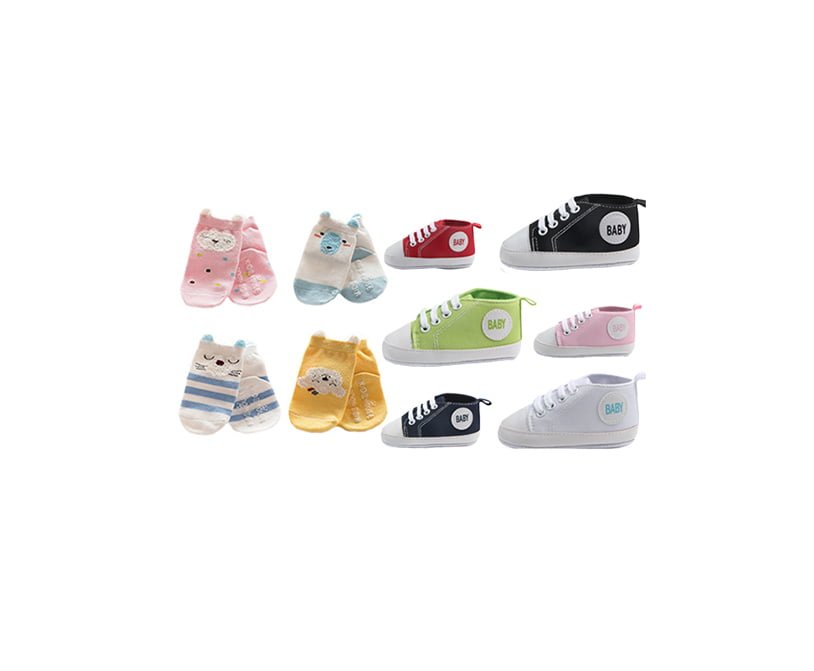 Roliga babysockor 4-pack med en babysko