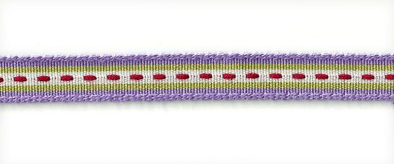 TEXTILBAND LILA MED RÖDA STRECK