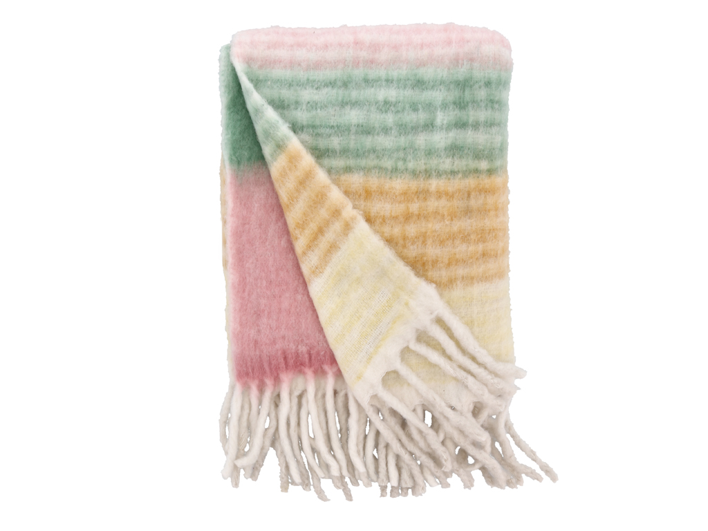 Villa Collection Bliss Pläd 130 x 170 cm Sand/Aprikos/Rosa/Grön