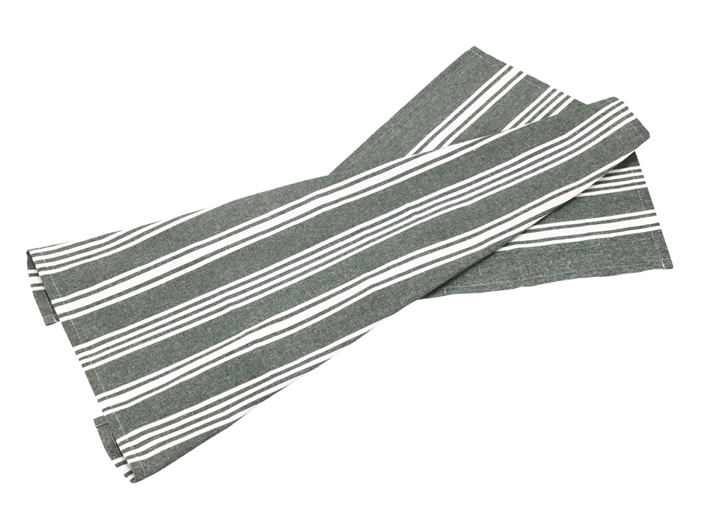 Bastian Eco Stripe Kökshandduk recycle 70 x 50 cm Forest green/grön