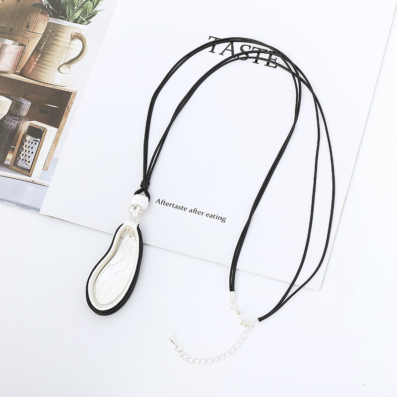 Halsband läder silver Drop