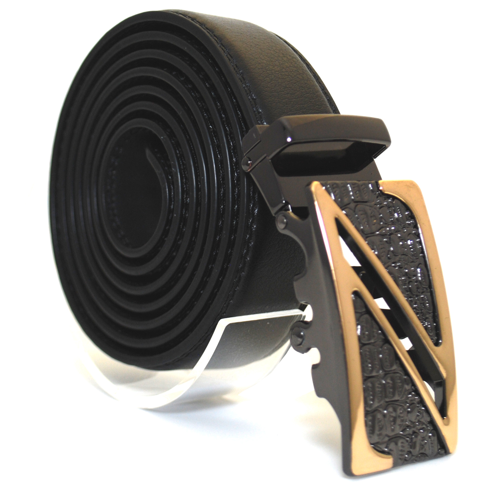 Läderbälte stripe svart 1010