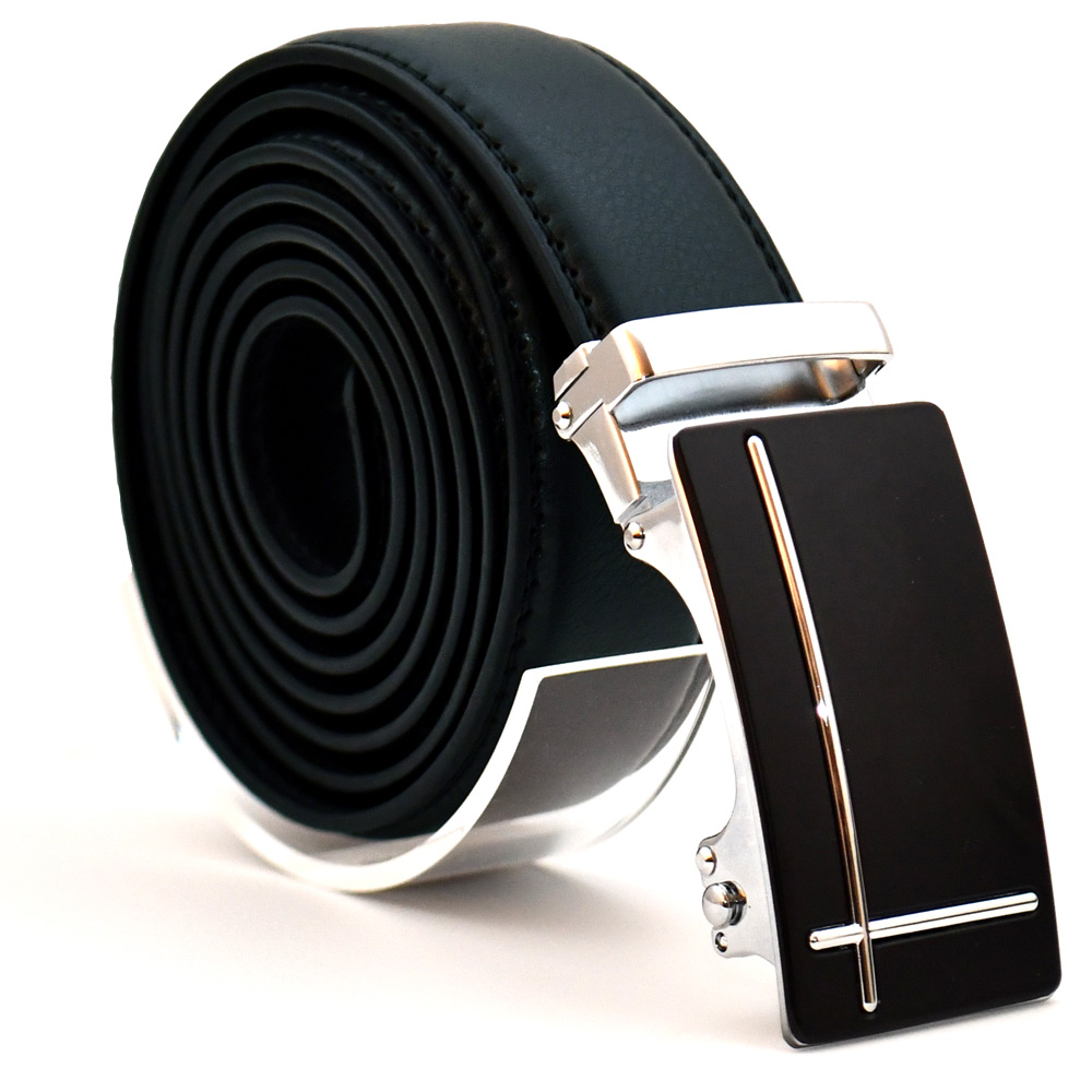 Läderbälte stripe svart 1014