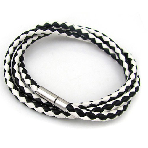 Konstläderarmband Gary svartvitt