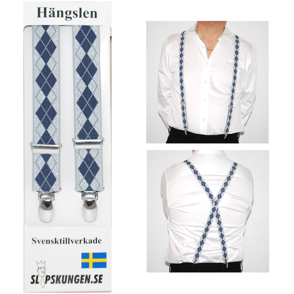 Svenska hängslen  Smala Silvergrårutig