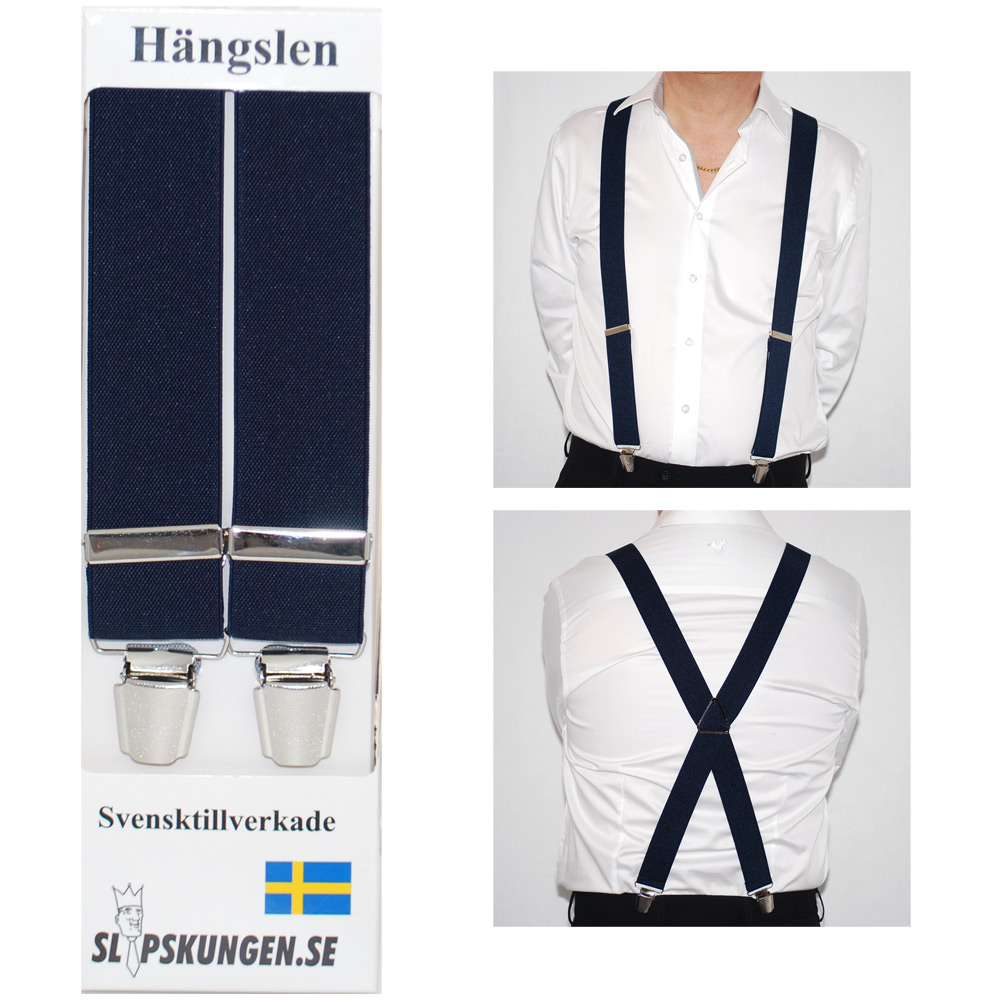 Svenska hängslen  Breda Marinblå