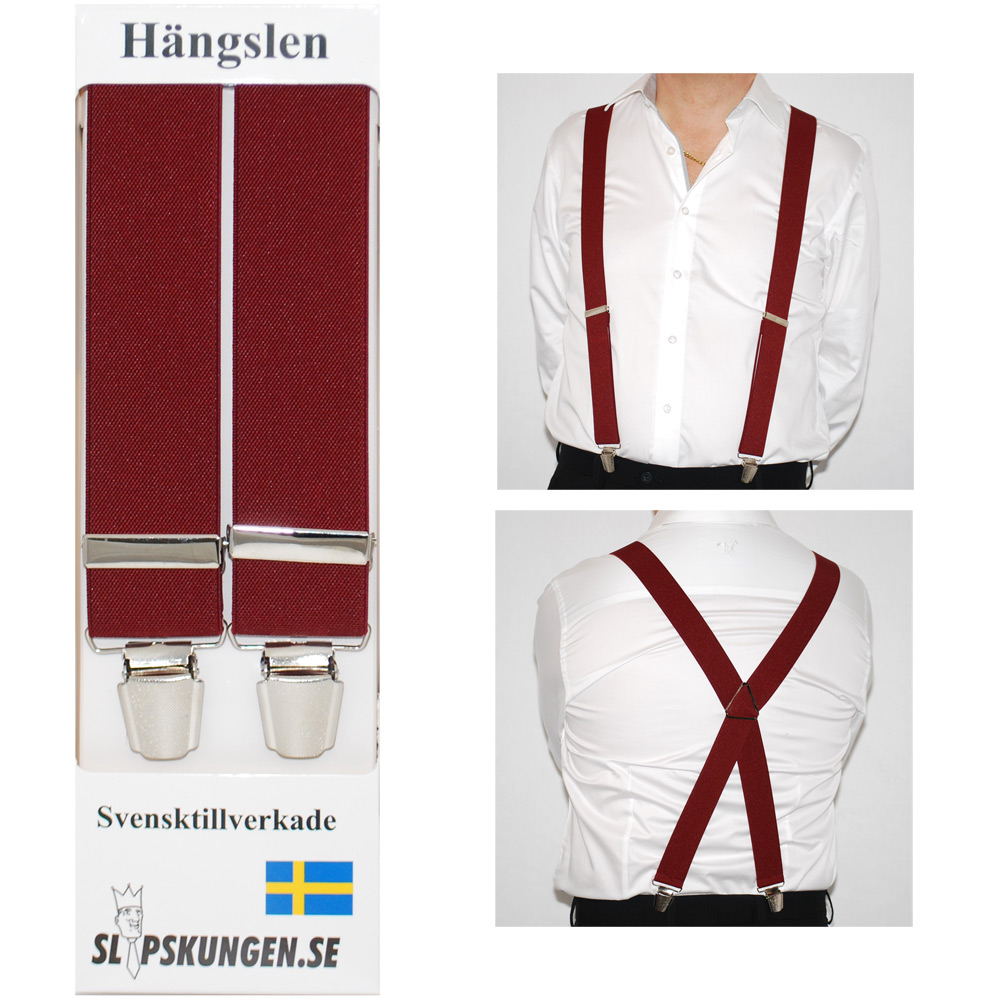 Svenska hängslen  Breda Vinröda