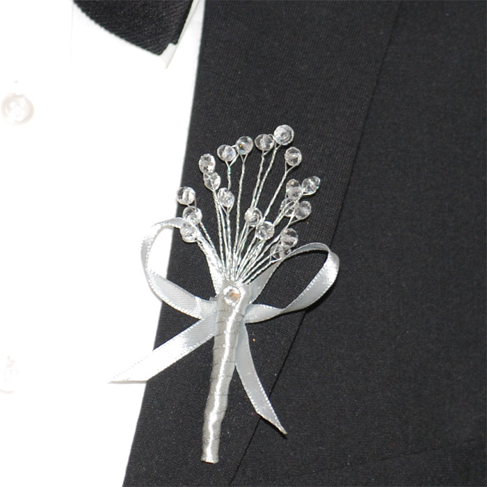 Corsage Rosett Kristall Silver