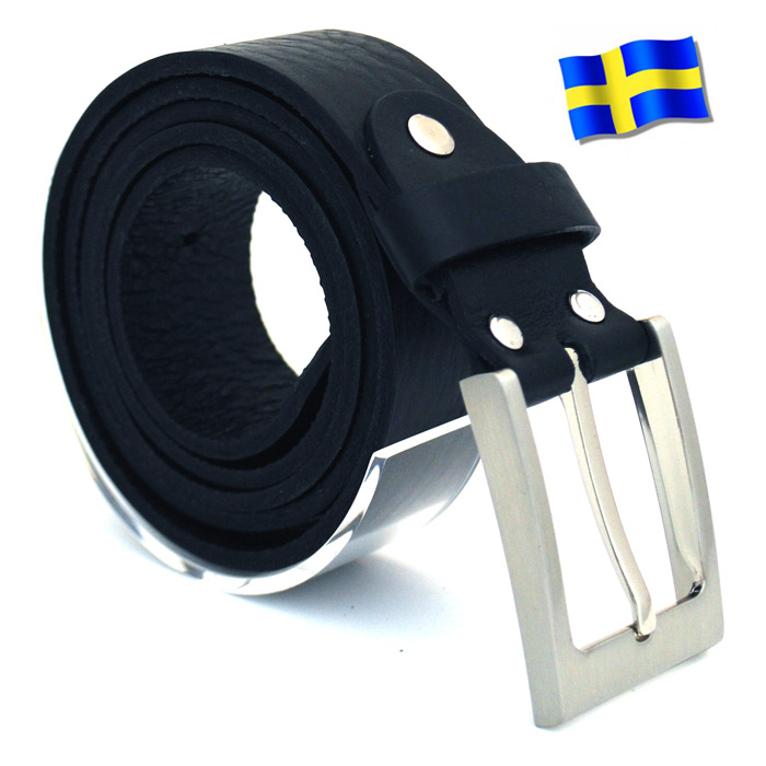 Läderbälte Bull svart 35mm 808
