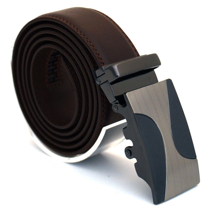 Läderbälte stripe brun 976B