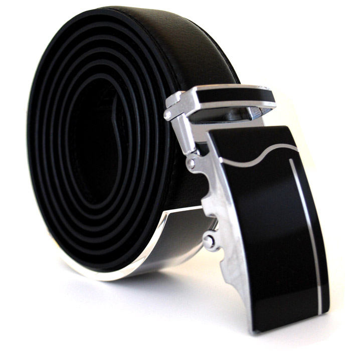 Läderbälte stripe svart 986