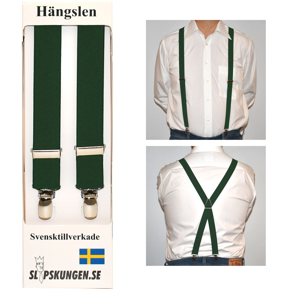 Svenska hängslen  Smala Mörkgrön Ny