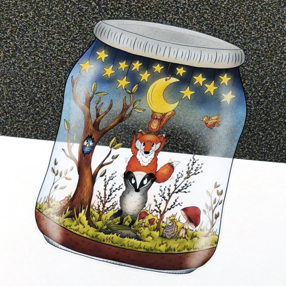 Klistermärke, 19,5 x 14,2 cm - Life in a jar, The moon