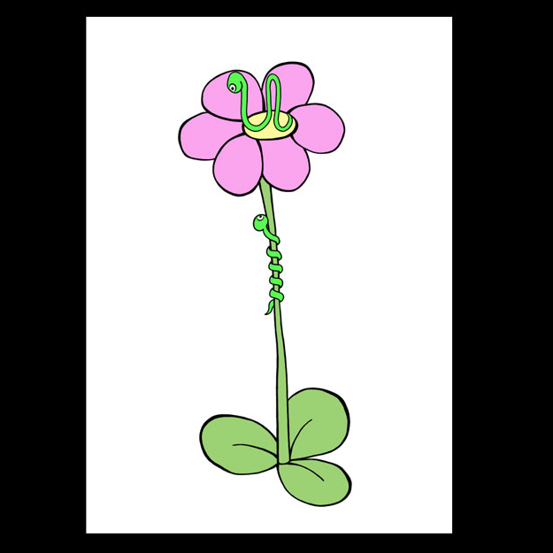 Stort kort - Larver på blomma