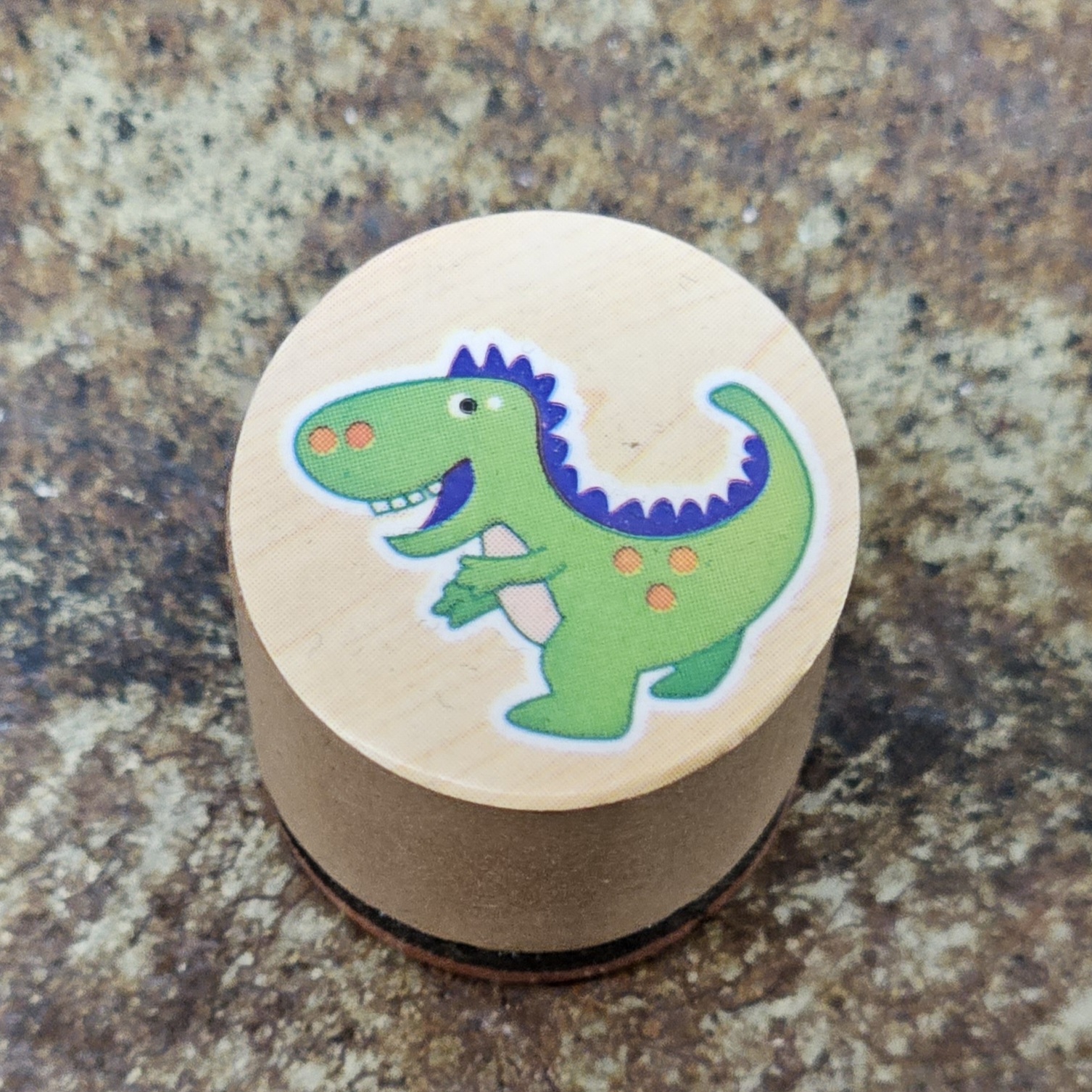 Trästämpel med dinosaurie