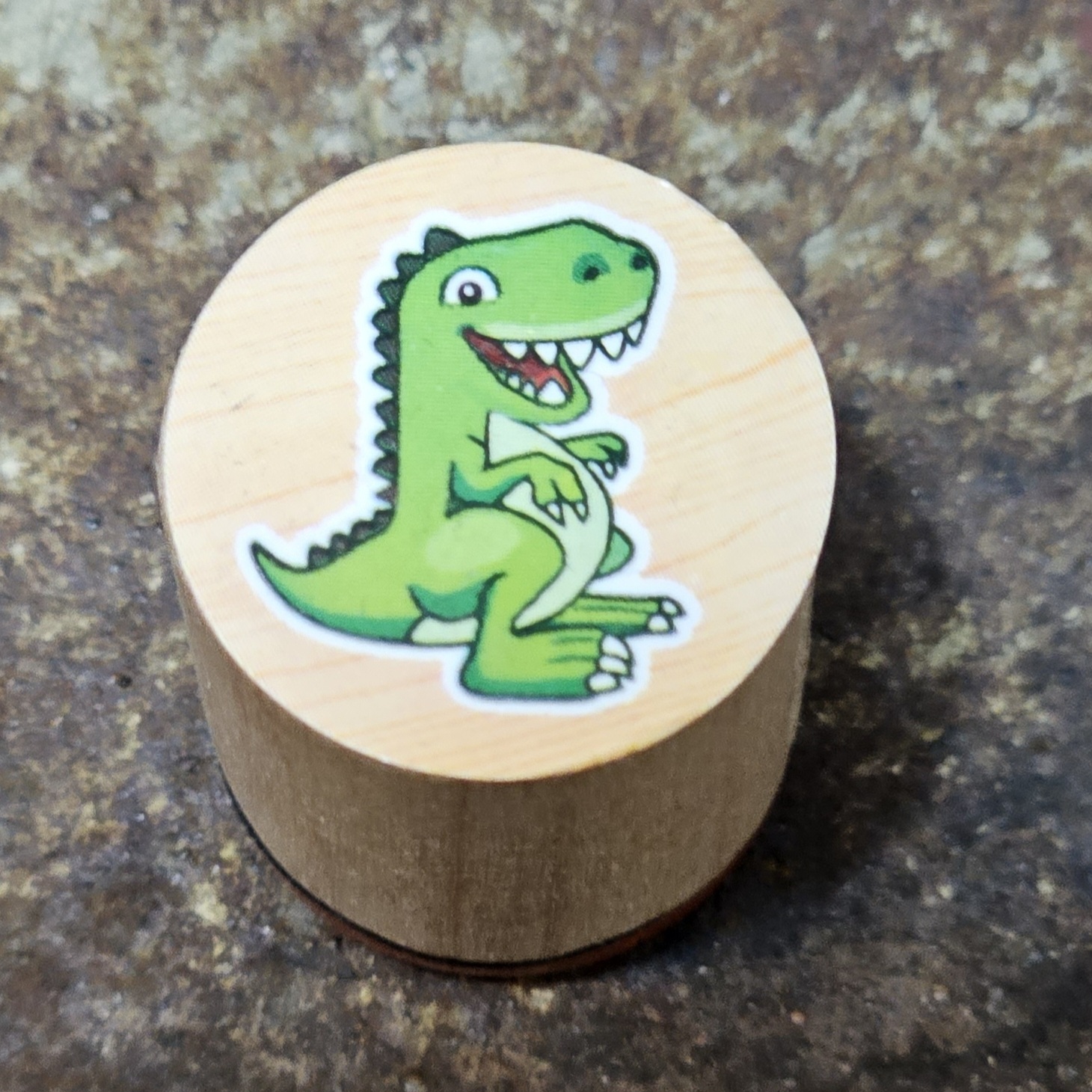 Trästämpel med dinosaurie