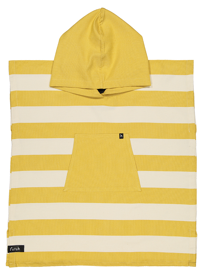 Badponcho/ombytesponcho barn 4-8 år. Bedu gul/offwhite.