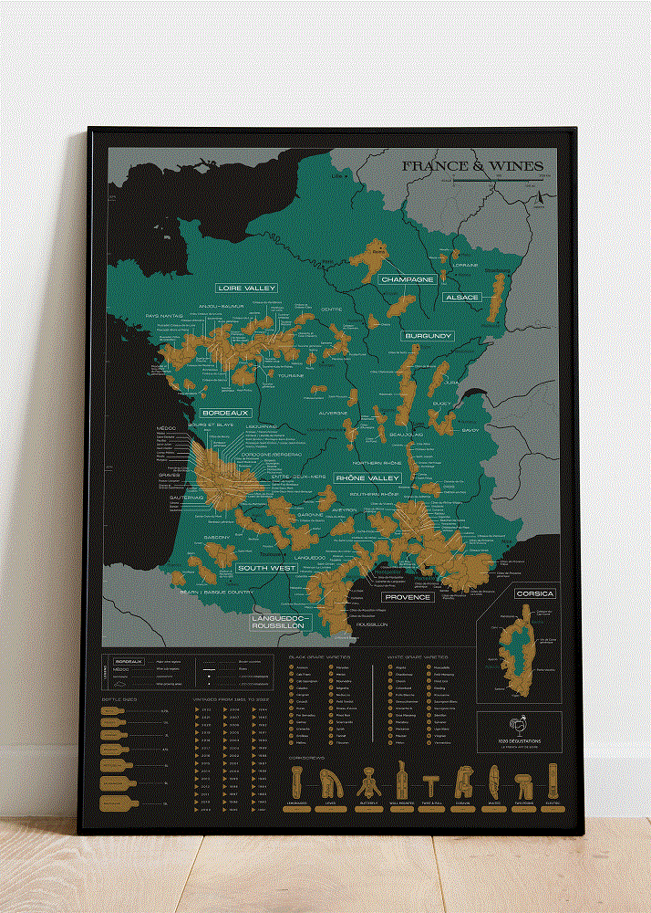 Scratch off Wine map France