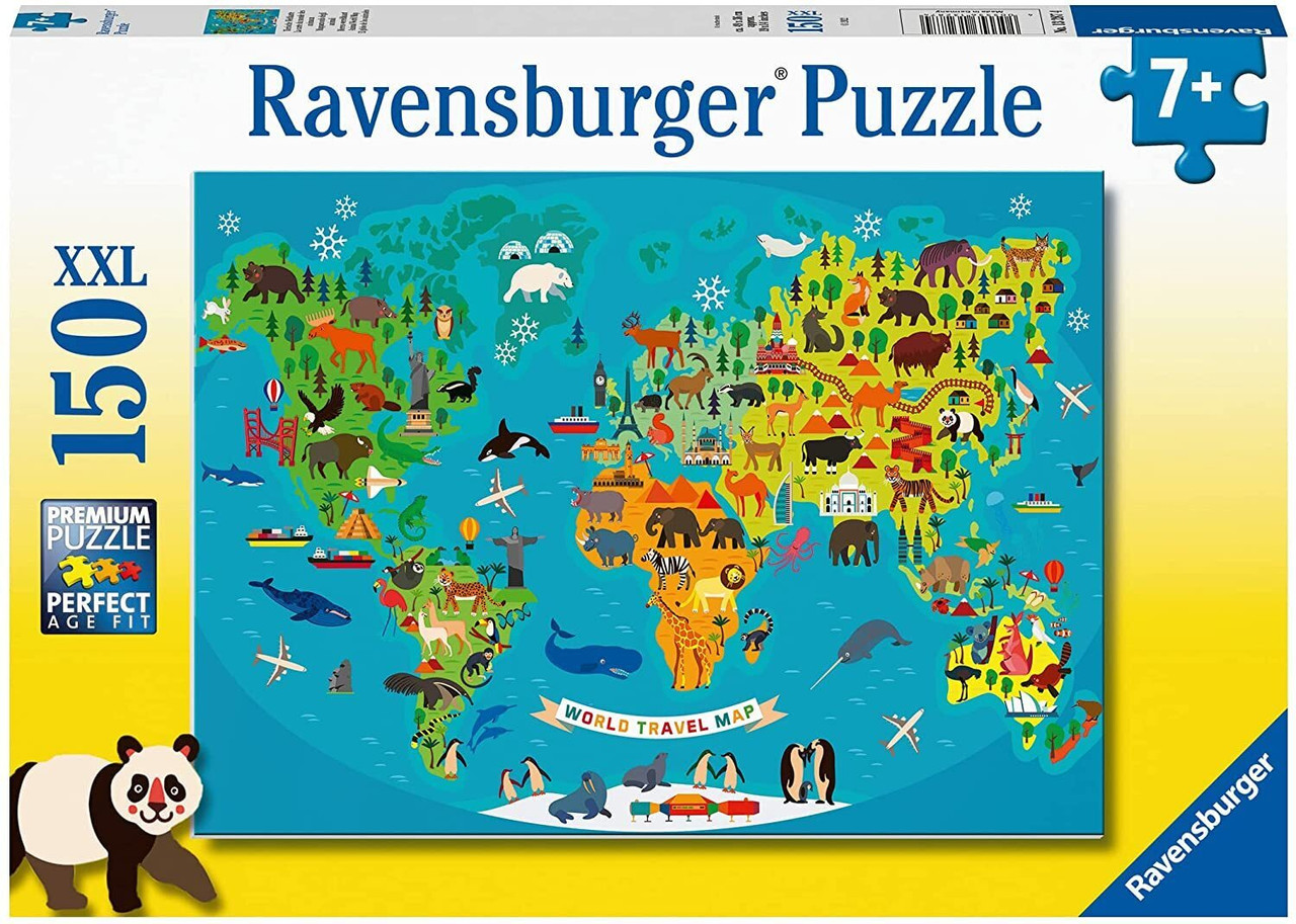 Animal World Map Pussel 150 bitar