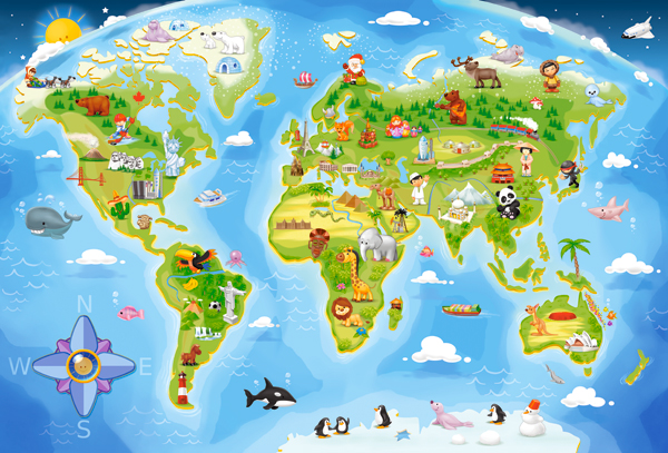 World Map Maxibitar Pussel 40 bitar