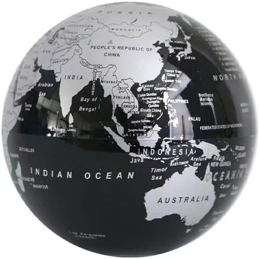 Rotating Globe Black Silver 14cm