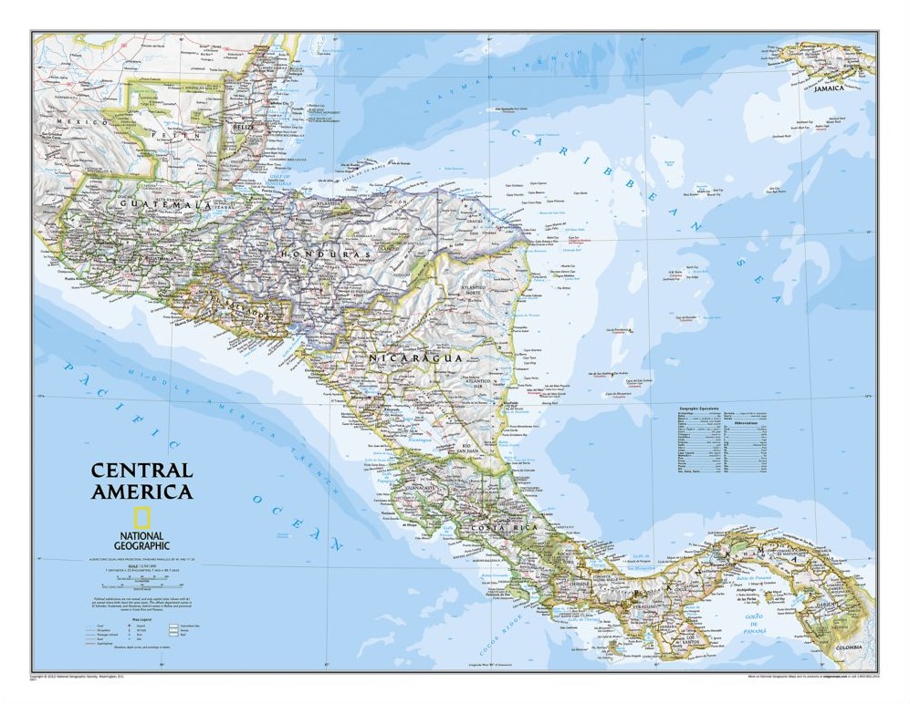 Centralamerika Väggkarta NGS 81x53cm
