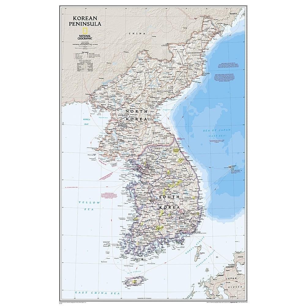 Koreahalvön Väggkarta NGS 59x91cm