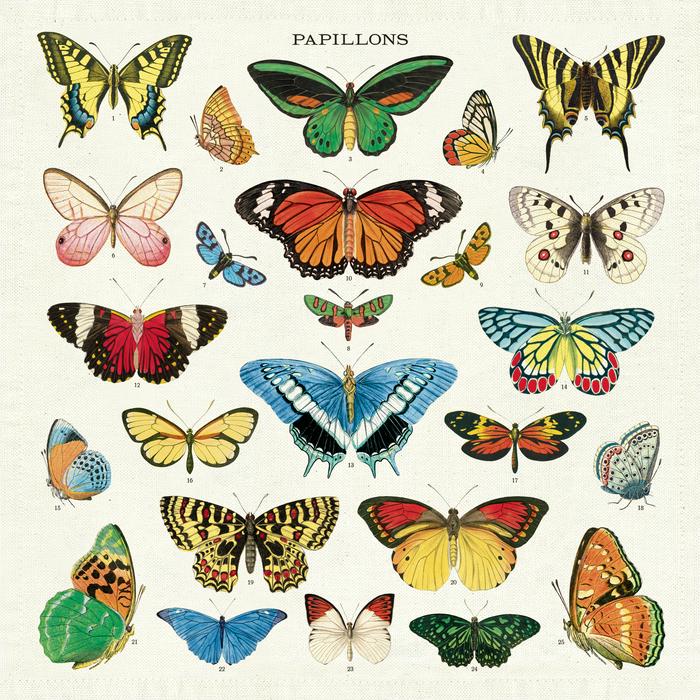 Butterflies Vintage Napkins, Tygservetter set om 4