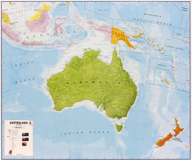 Australasien Maps International 1:7milj POL 120x100cm