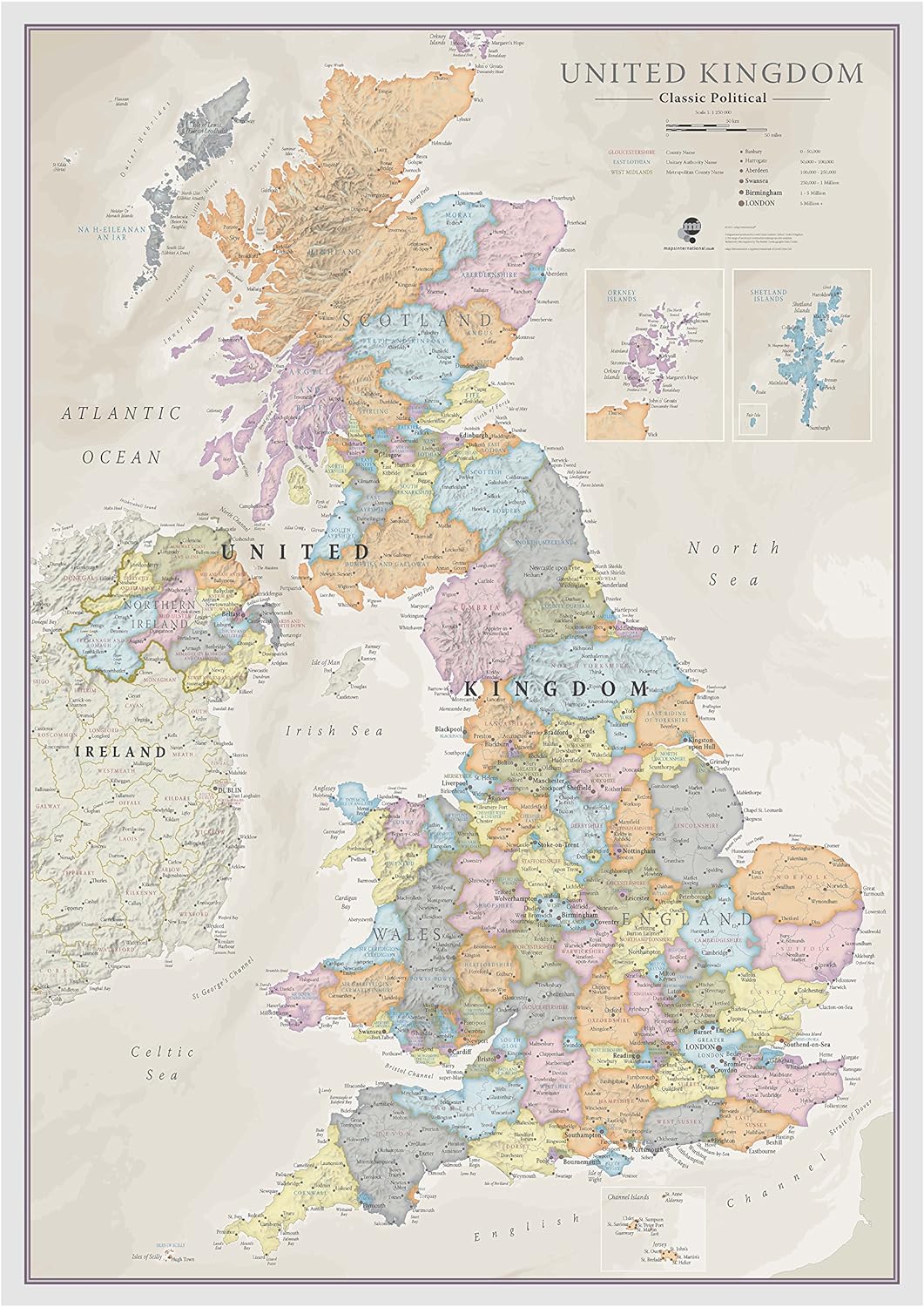 Storbritannien Väggkarta Maps Int Classic Political