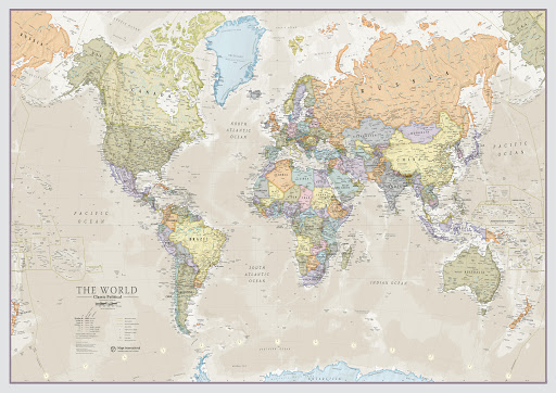 Världen MapsInt 1:30milj Classic Political (POL) 119x84cm