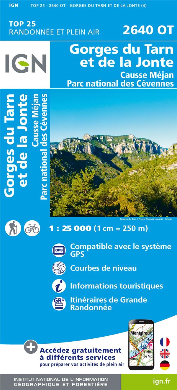Gorges du Tarn et de la Jonte IGN2640OT Top25 IGN