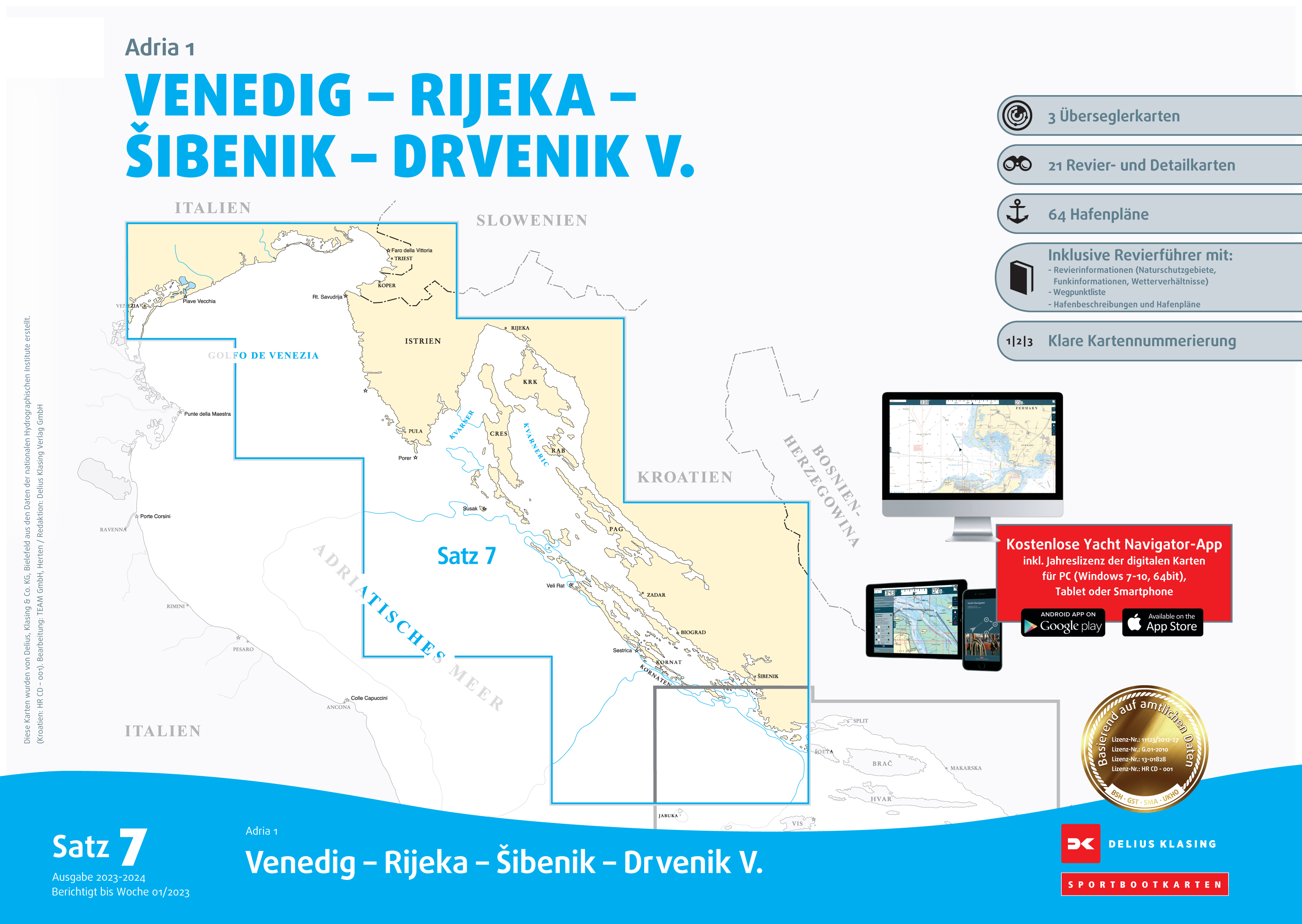 Adriatic Sea 1 Båtsportkort Satz 7