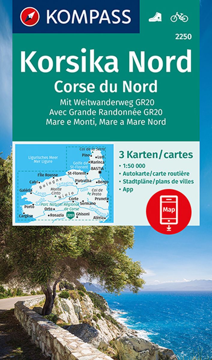 2250 Kompass Norra Korsika, Set om 3 kartor