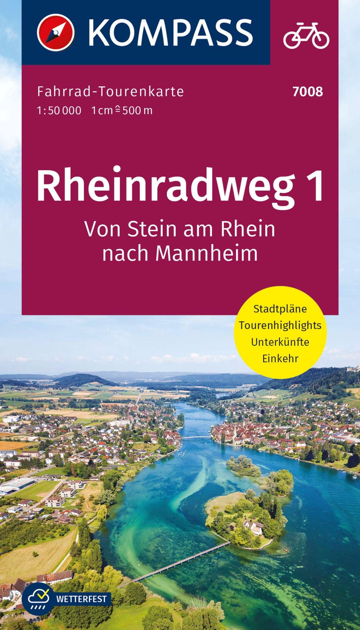 Rheinradweg 1 Kompass Stein an Rhein-Mannheim