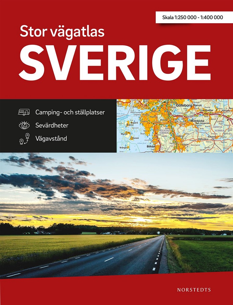 Stor vägatlas Sverige Norstedts A3 spiral