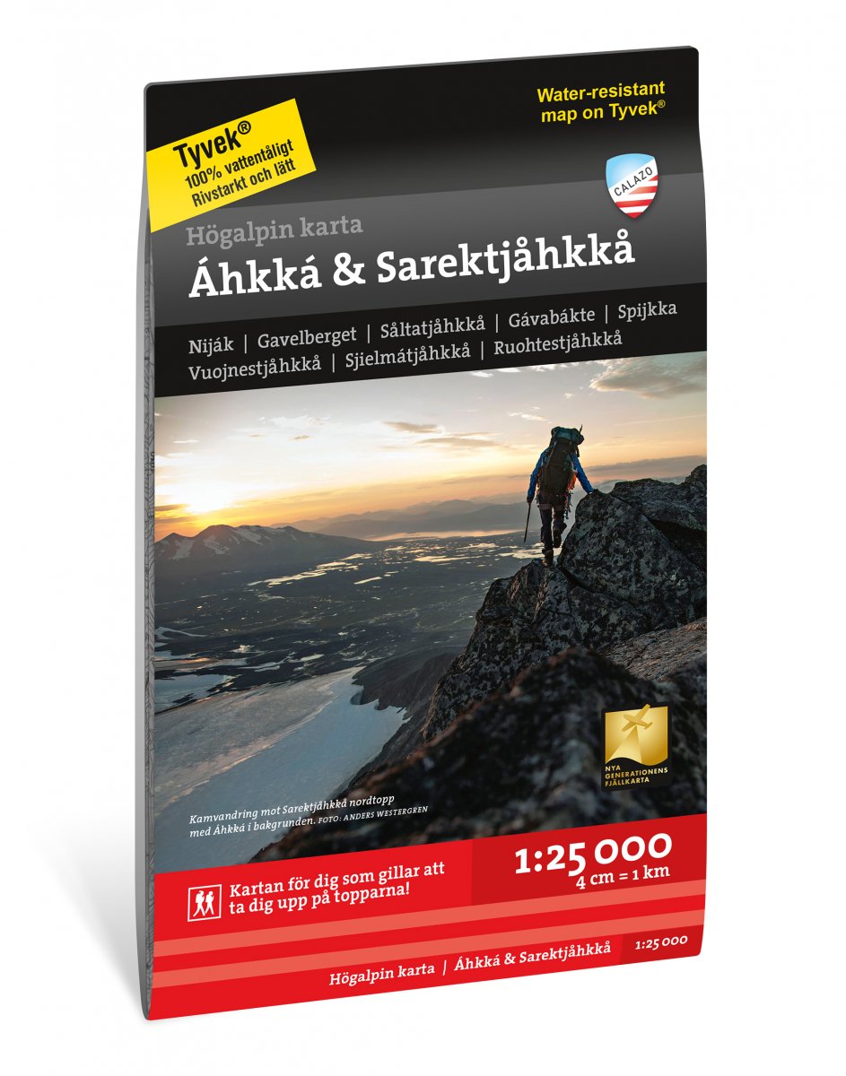 Högalpin karta Áhkká & Sarektjåkkå Calazo