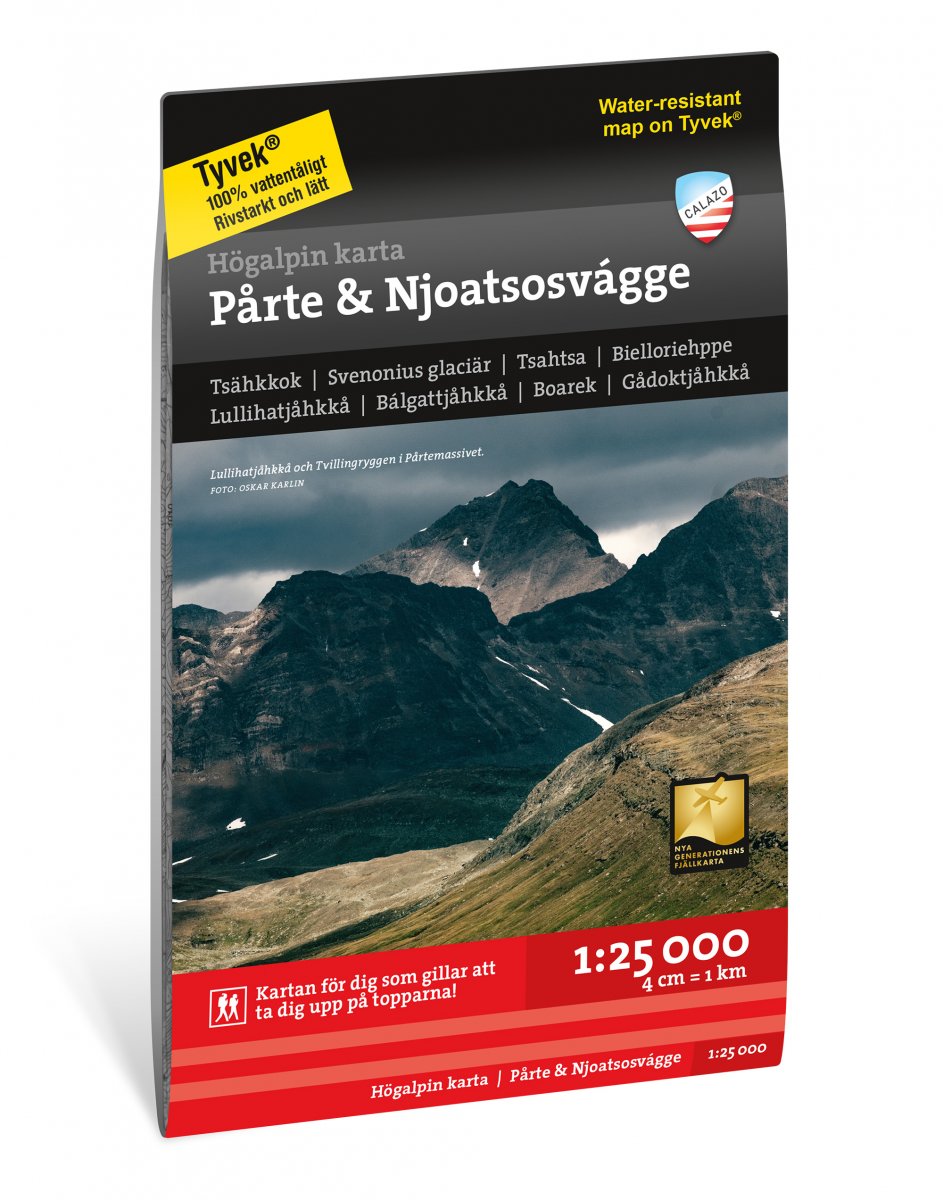 Högalpin karta Pårte & Njoatsosvágge Calazo