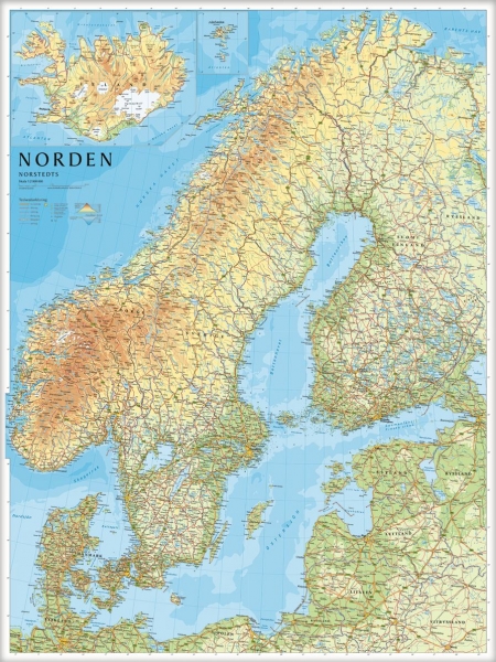 Norden väggkarta Norstedts 1:2 milj FYS 75x100cm med ram