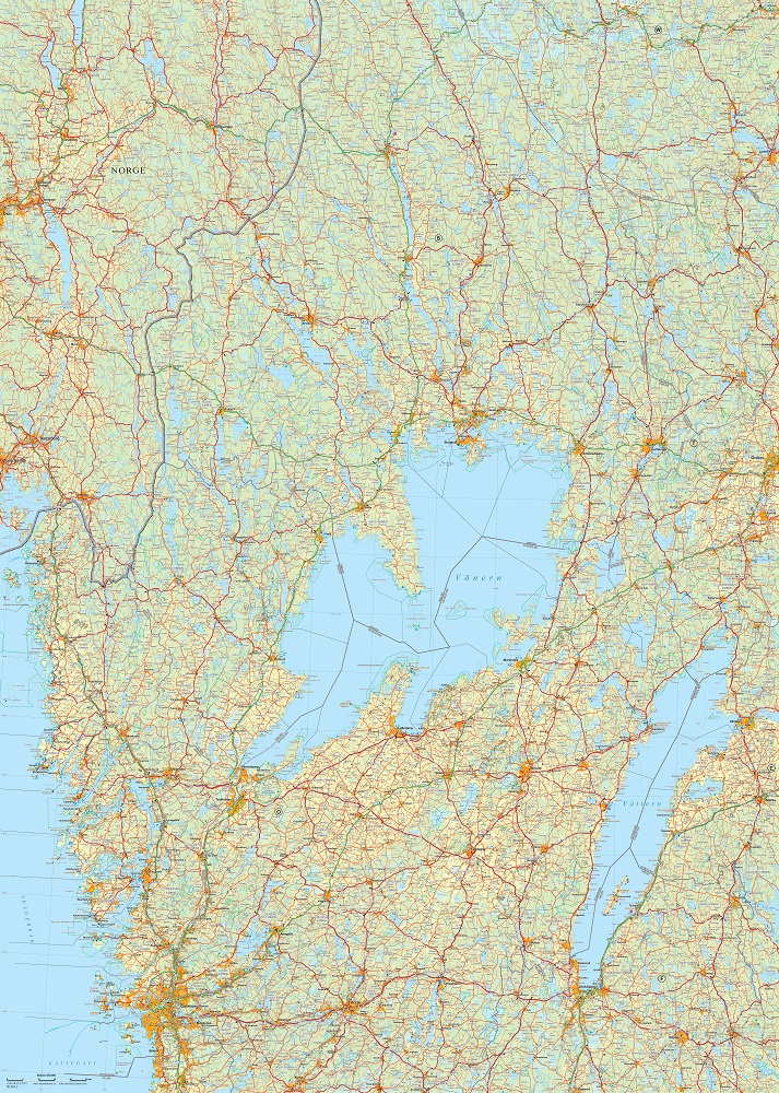 Västra Svealand Väggkarta 98x137,5cm med ram