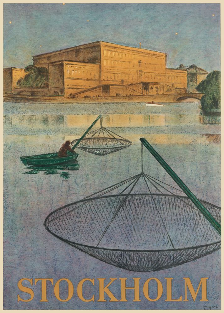 Fiskare i Stockholms ström 1928, plansch 50x70