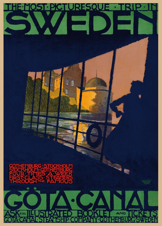 Göta Kanal på däck 1931, affisch 21x30cm
