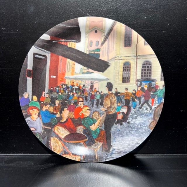 Glasunderlägg Stortorget mot Storkyrkan 11cm diam
