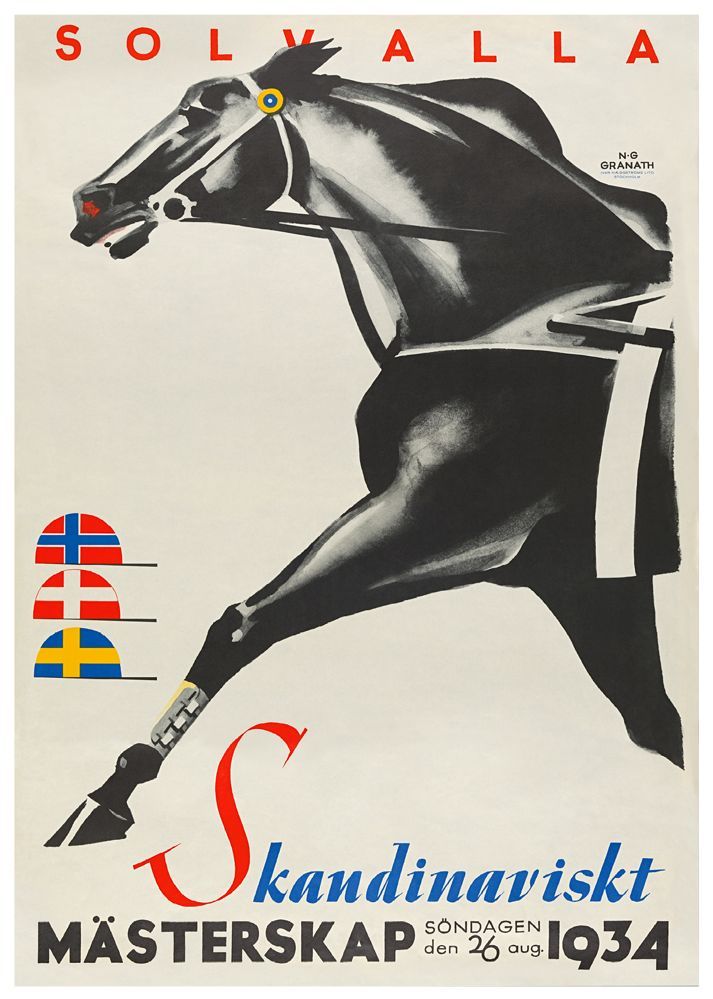 Solvalla Skandinaviskt mästerskap 1934, affisch 21x30cm
